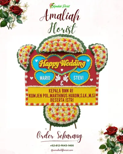 Karangan Papan Bunga Pernikahan di Karangdempel